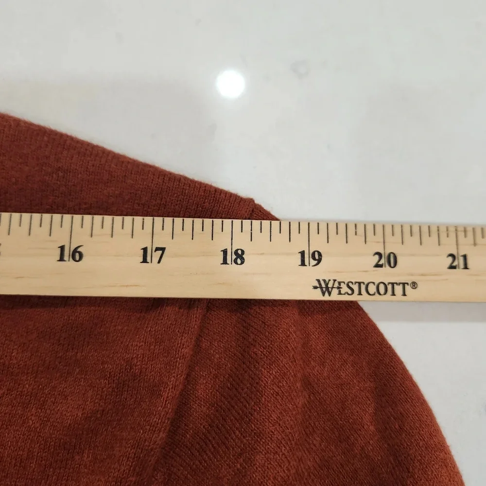 Eddie Bauer Sweater Mens TL Rust Red V Neck Cotton Cashmere Vintage Knit - Picture 7 of 11